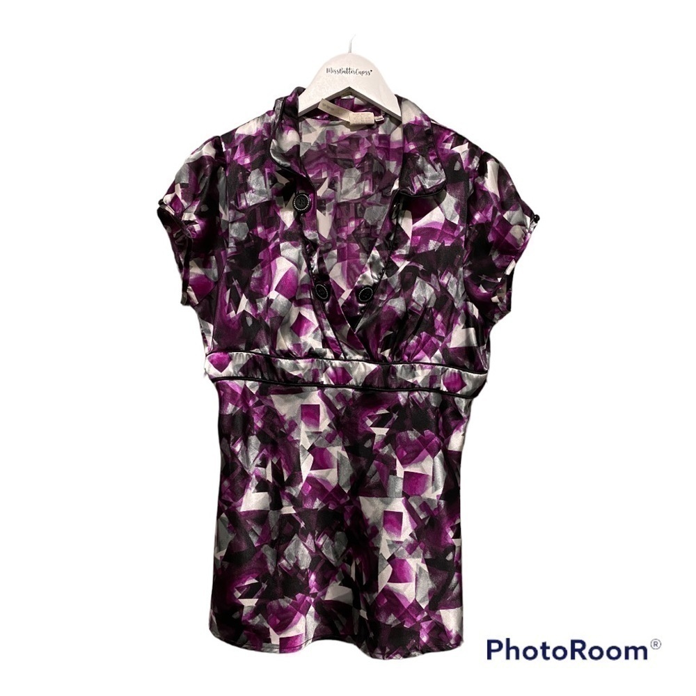 Heart Soul Womens Purple collared blouse | Size X Large